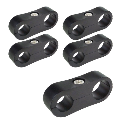 Proflow Billet Aluminium Hose & Tubing Clamp Separators, 5 pack,, Clamps, 13mm -16mm, Black