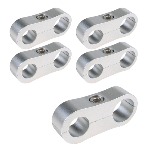 Proflow Billet Aluminium Hose & Tubing Clamp Separators, 5 pack,, Clamps, 13mm -16mm Silver