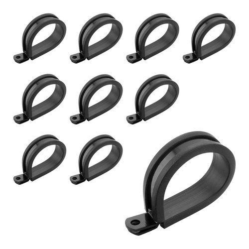 Proflow Cushioned Hose Mounting P-Clamp , 8.0mm, Black, 10 Pack