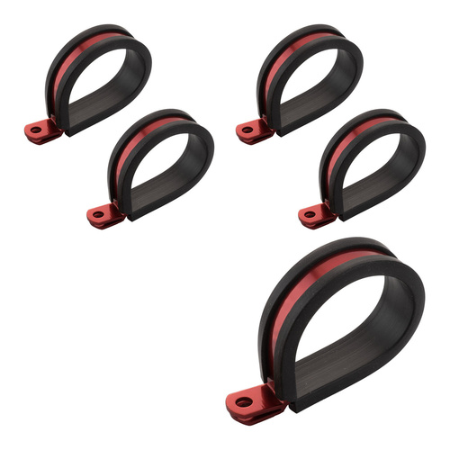 Proflow Cushioned Hose Mounting P-Clamp , 19mm, Red, 5 Pack