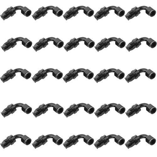 Proflow Bulk Pack Aluminium 90 Degree Hose End -06AN PTFE Hose, Black, 25pc