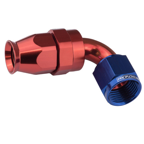 Proflow Aluminium 120 Degree Hose End Hose End For -06AN PTFE Hose, Red/Blue