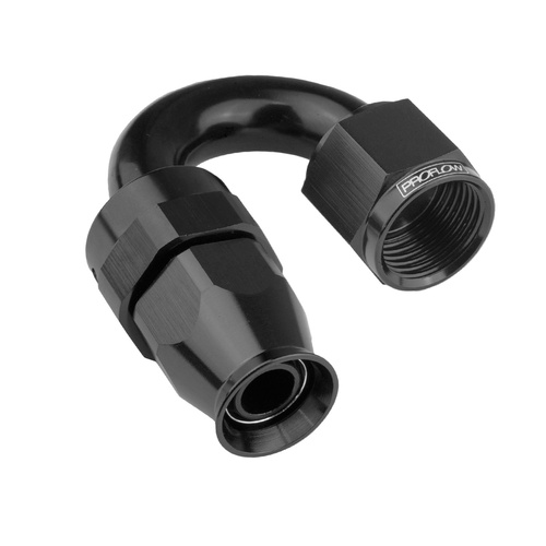 Proflow Aluminium 180 Degree Hose End Hose End For -12AN PTFE Hose, Black