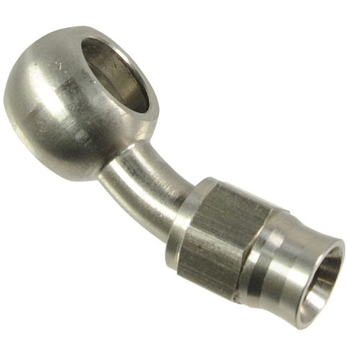 Proflow Stainless Steel Banjo Hose End 10mm 30 Degree Bend For -03AN PTFE Hose