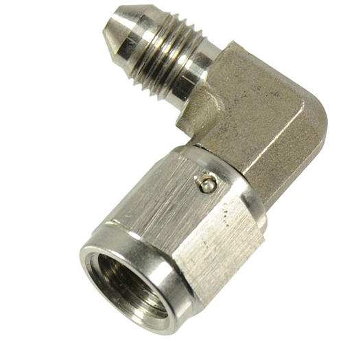 Proflow Stainless Steel Brake Adaptor 90 Degree Male -03AN To Female -03