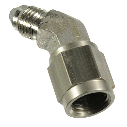 Proflow Stainless Steel Brake Adaptor 45 Degree Male -04AN To Female -04