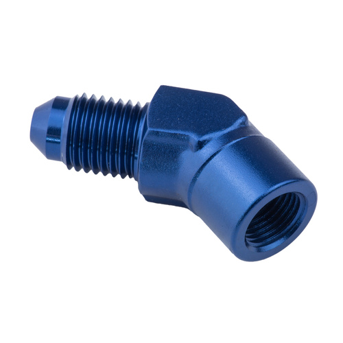Proflow Female Adaptor 45 Degree Adaptor 1/8in. NPT To Male -04AN, Blue