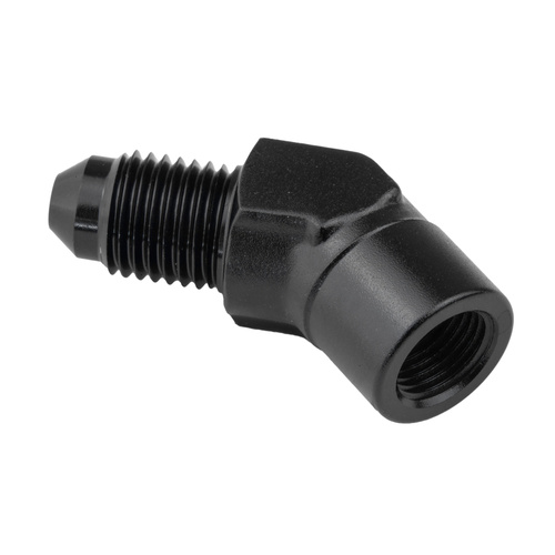 Proflow Female Adaptor 45 Degree Adaptor 1/8in. NPT To Male -04AN, Black
