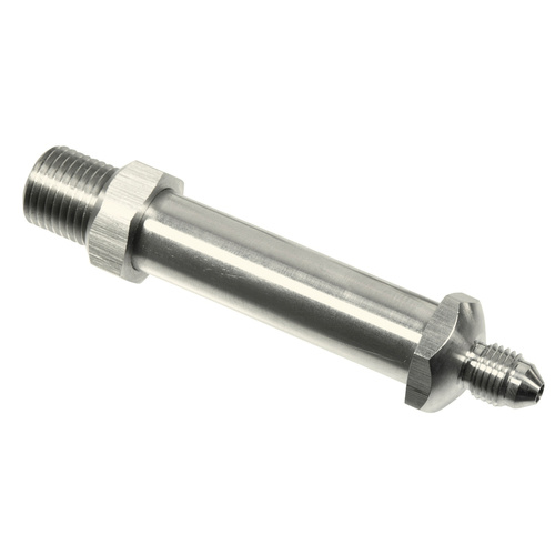 Proflow Chrome Through Frame Hose End Bulkhead 2.560 Max Rail Width, .560in Hole  1/8in. NPT id  To -03AN Male, Sold In Pairs