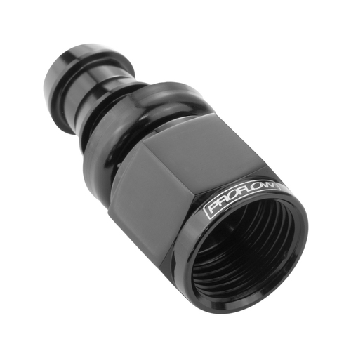 Proflow Straight Push Lock Hose End Barb 1/4'' To Female -04AN, Black