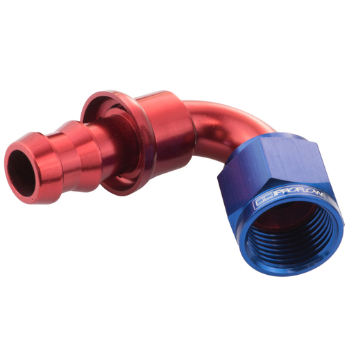 Proflow 120 Degree Push Lock Hose End Barb 1/4'' To Female -04AN
