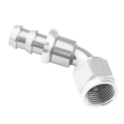 Proflow 60 Degree Push Lock Hose End Barb 3/4'' To Female -12AN, Polished