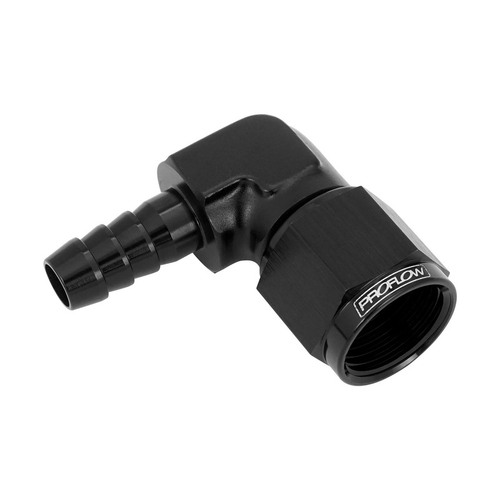 Proflow 3/8in. 90 Degree Barb Male Fitting To 04AN Female, Black