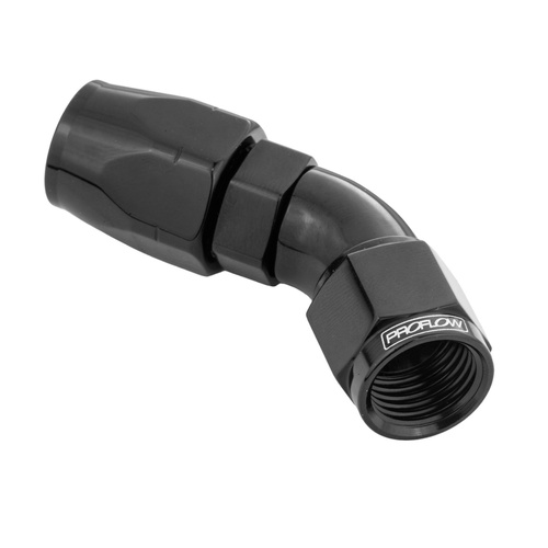 Proflow Fitting Hose End 45 Degree Full Flow -12AN, Black