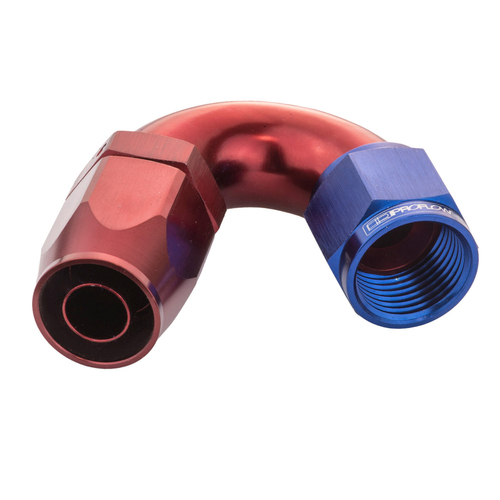 Proflow Fitting Hose End 150 Degree Full Flow -06AN, Blue/Red