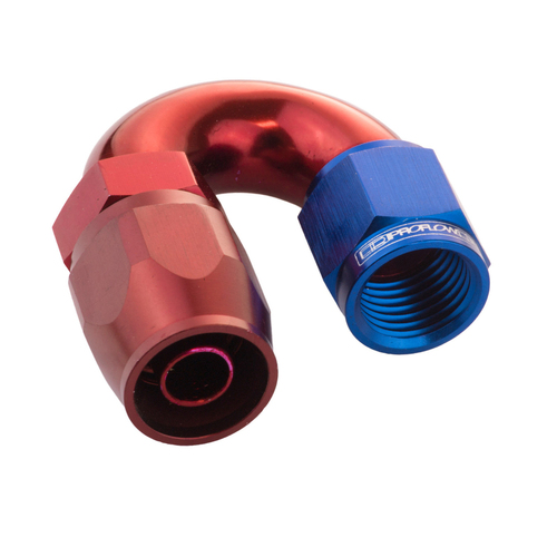 Proflow Fitting Hose End 180 Degree Full Flow -16AN, Blue/Red