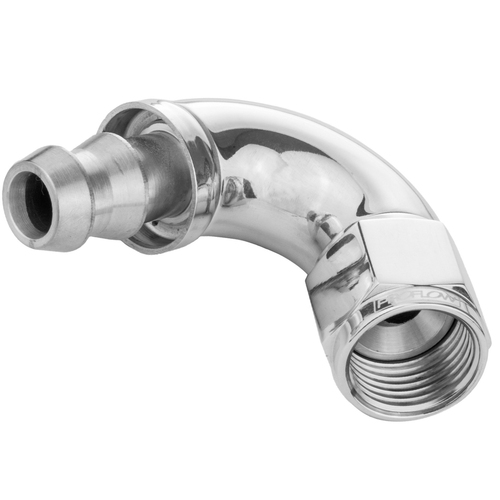 Proflow 120 Degree Fitting Hose End Full Flow Barb to Female -06AN, Polished