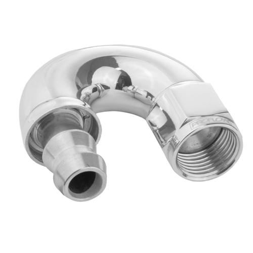 Proflow 180 Degree Fitting Hose End Full Flow Barb to Female -12AN, Polished