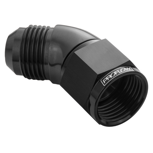Proflow 45 Degree Full Flow Adaptor Male To Female -06AN, Black