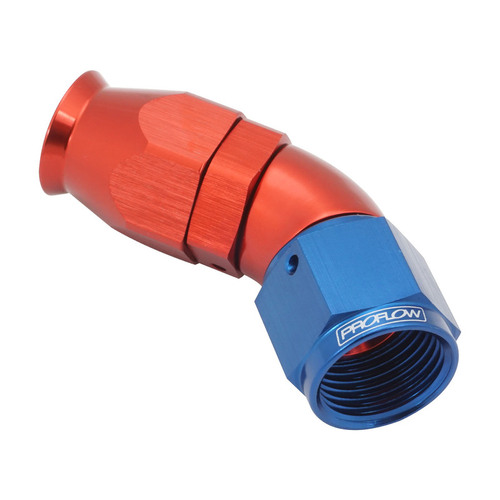 Proflow 45 Degree Fitting Hose End AN4 Suit PTFE Hose, Red/Blue