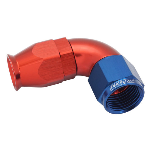Proflow 90 Degree Fitting Hose End AN4 Suit PTFE Hose, Red/Blue
