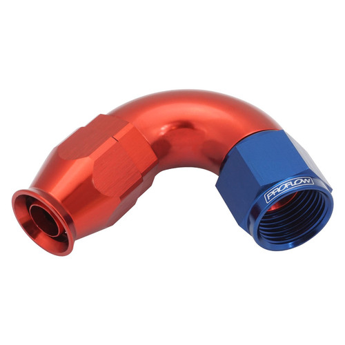 Proflow 120 Degree Fitting Hose End AN8 Suit PTFE Hose, Red/Blue