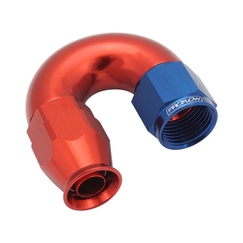 Proflow 180 Degree Fitting Hose End AN4 Suit PTFE Hose, Red/Blue