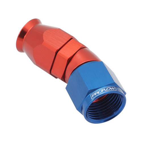 Proflow 30 Degree Fitting Hose End AN8 Suit PTFE Hose, Red/Blue