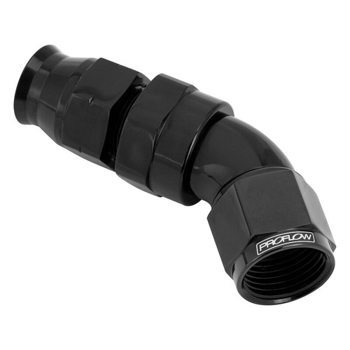Proflow Full Flow 5/8in. Tube To Female -10AN Hose End, 45 Degree, Tube Adaptor, Black