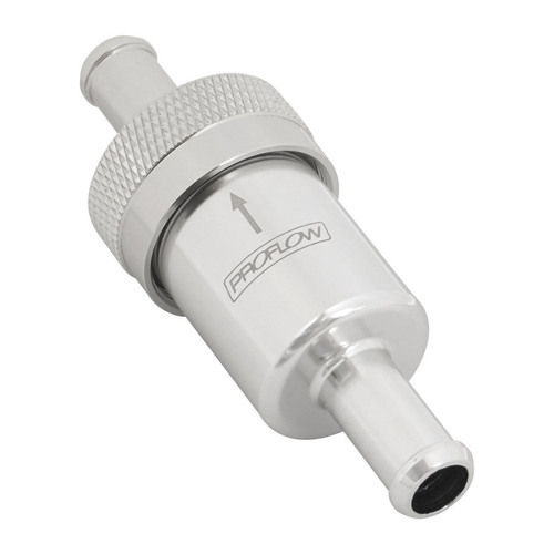 Proflow Fuel Filter Aluminium 3/8in. Hose barb 100 Micron Stainless Steel, Chrome