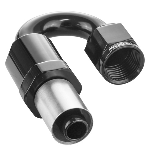 Proflow Crimp Hose End 180 Degree -06AN, Black