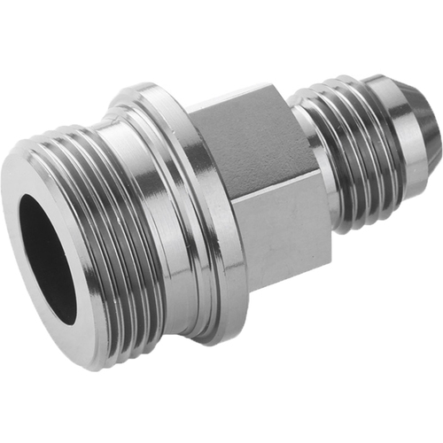 Proflow Fitting Inlet Fuel Adaptor Male Feed Demon 9/16 x 24 Short -06AN, Silver