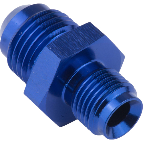 Proflow Fitting, Inlet Fuel Straight Adaptor Male -10AN To 3/4in. x 18 Inverted ( For Chrysler Oil Adapt), Blue