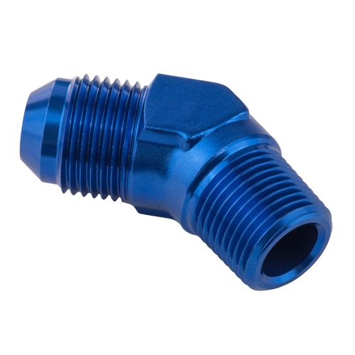 Proflow Male Adaptor -06AN 45 Degree To 3/8in. NPT, Blue