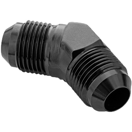 Proflow Male Flare Union Adaptor -08AN 45 Degree Union, Black