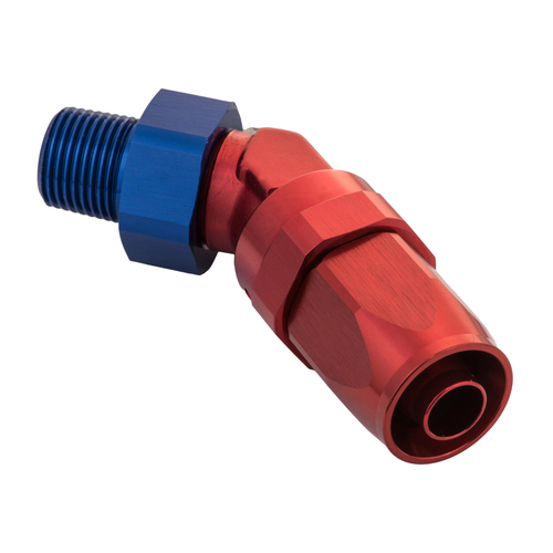 Proflow Fitting, Male Hose End 1/8in. NPT 45 Degree To -06AN Hose, Blue