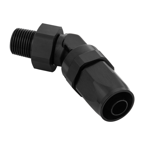 Proflow Fitting, Male Hose End 1/8in. NPT 45 Degree To -06AN Hose, Black