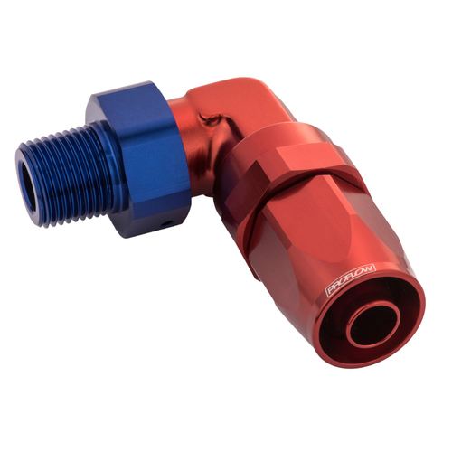 Proflow Fitting, Male Hose End 1/8in. NPT 90 Degree To -06AN Hose, Blue