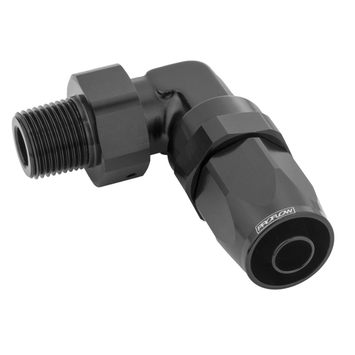 Proflow Fitting, Male Hose End 3/8in. NPT 90 Degree To -06AN Hose, Black