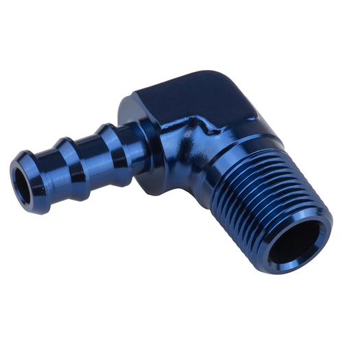 Proflow 90 Degree 1/4in. Barb Male Fitting To 1/8in. NPT, Blue