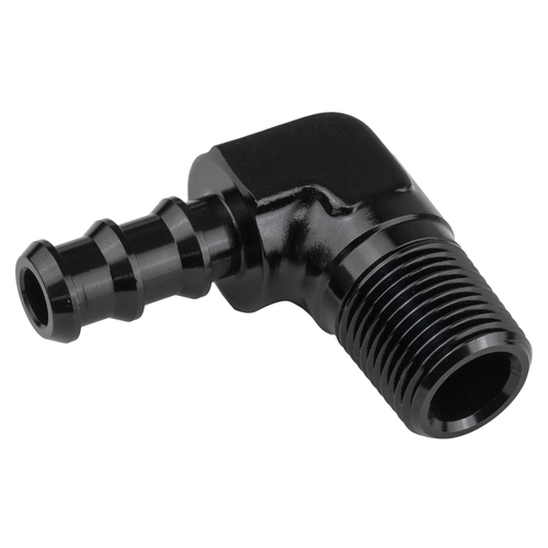 Proflow 90 Degree 1/4in. Barb Male Fitting To 1/8in. NPT, Black