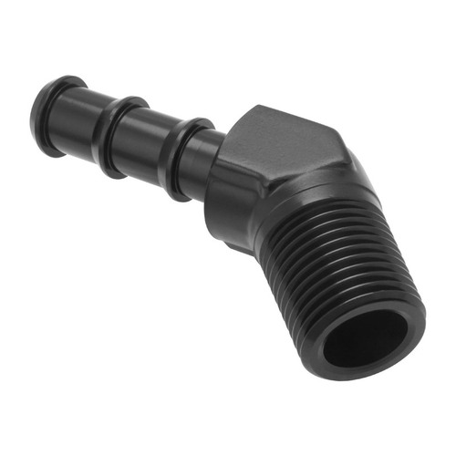 Proflow 45 Degree 1/2in. Barb Male Fitting To 1/2in. NPT, Black