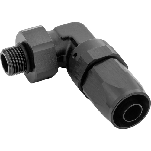 Proflow Fitting, 90 Degree Hose End -06AN Hose To Male -04AN Thread, Black