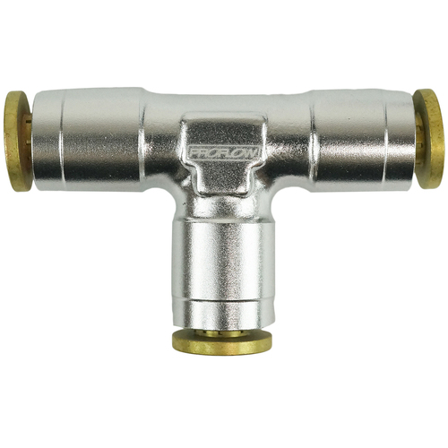 Proflow Fitting, Push Release Tee 3/16in. Tube, Silver