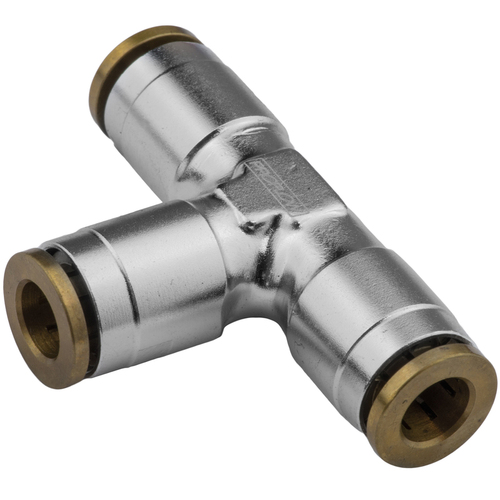 Proflow Fitting, Push Release Tee 1/4in. Tube, Silver