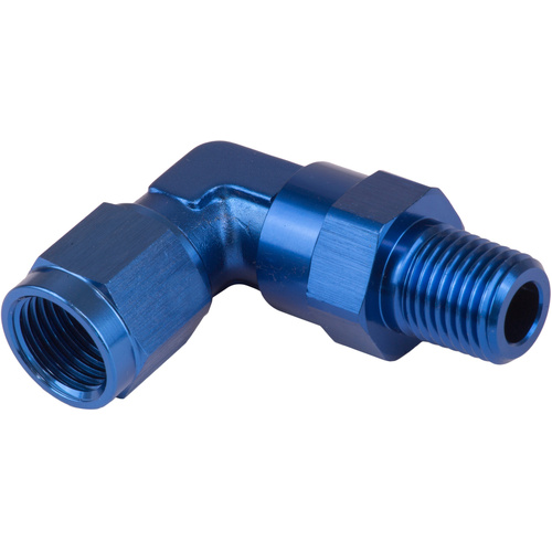 Proflow Adaptor Male -03AN 90 Degree To 1/8in. NPT Swivel, Blue