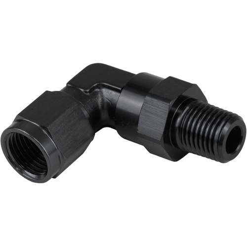Proflow Adaptor Male -10AN 90 Degree To 3/8in. NPT Swivel, Black