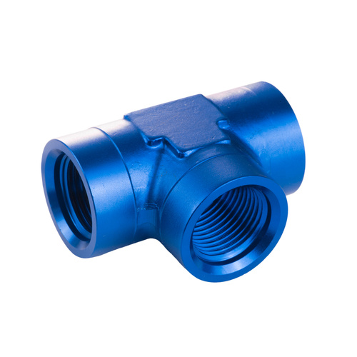 Proflow Fitting Aluminium Adaptor Female Tee -06AN, Blue