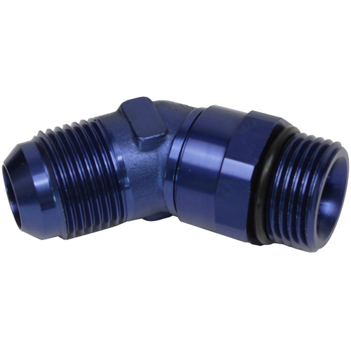 Proflow Adaptor Male -06AN 45 Degree To -08AN Thread Swivel, Blue