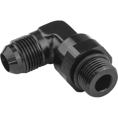 Proflow Adaptor Male -06AN 90 Degree To -12mm x 1.25 Thread Swivel, Black